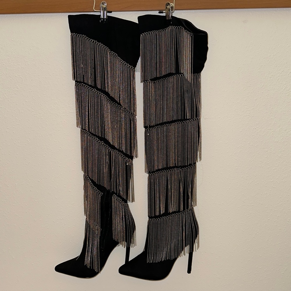 CHAIN FRINGE THIGH HIGH BEYONCÉ BOOT